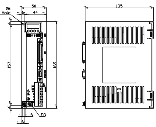 L7C 서보 Driver 외형도 L7CA001U,L7CA002U,L7CA004U [중량 : 1.0Kg]