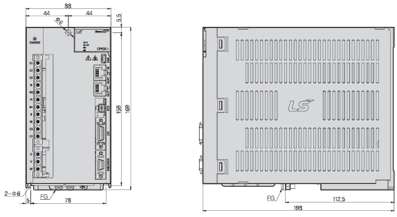 L7NHA 서보 Driver 외형도L7NHA020U,L7NHA035U [중량 : 2.5Kg(냉각팬 포함)]