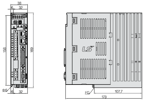 L7PA 서보 Driver 외형도 L7PA001U,L7PA002U,L7PA004U [중량 : 1.0Kg]